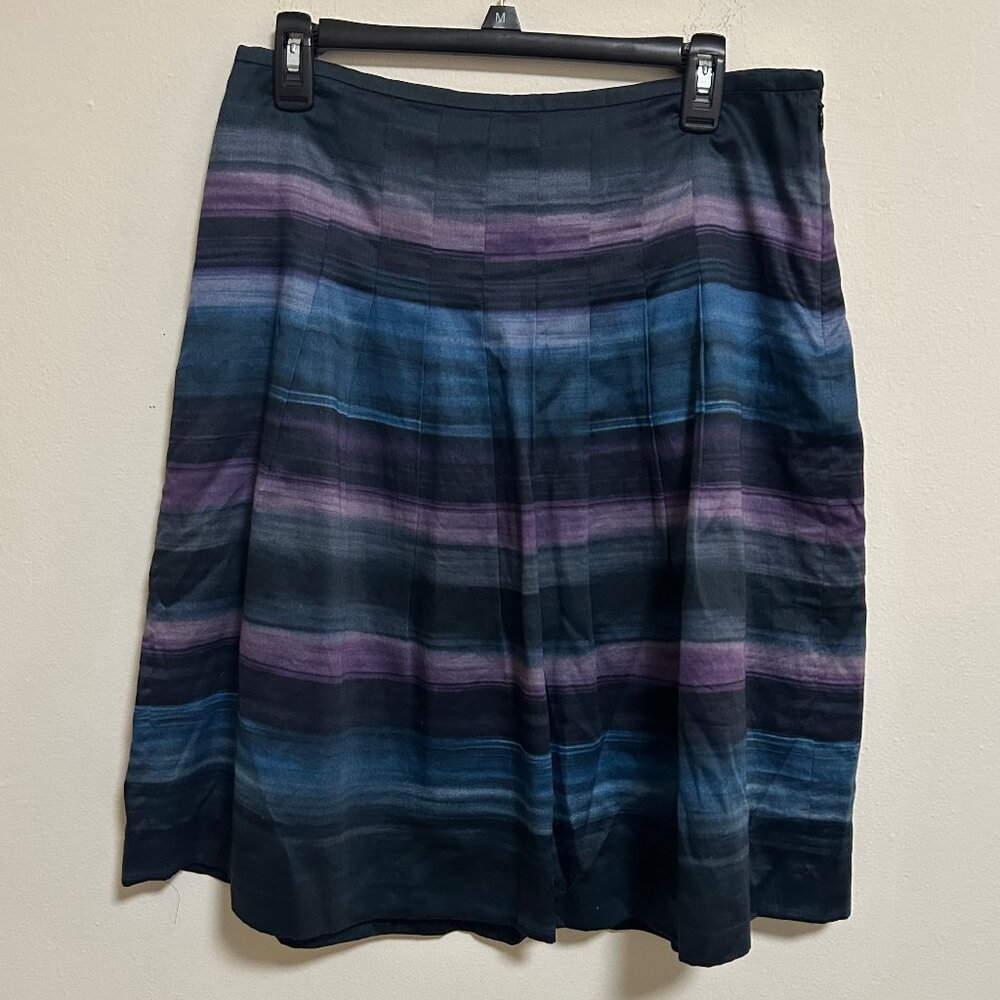 Ann Taylor Loft Midi Striped Purple/Blue Skirt Sz 8 EUC Cotton Shell